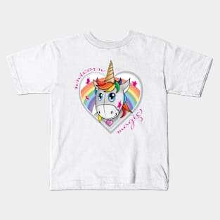 Unicorn magic rainbow Kids T-Shirt